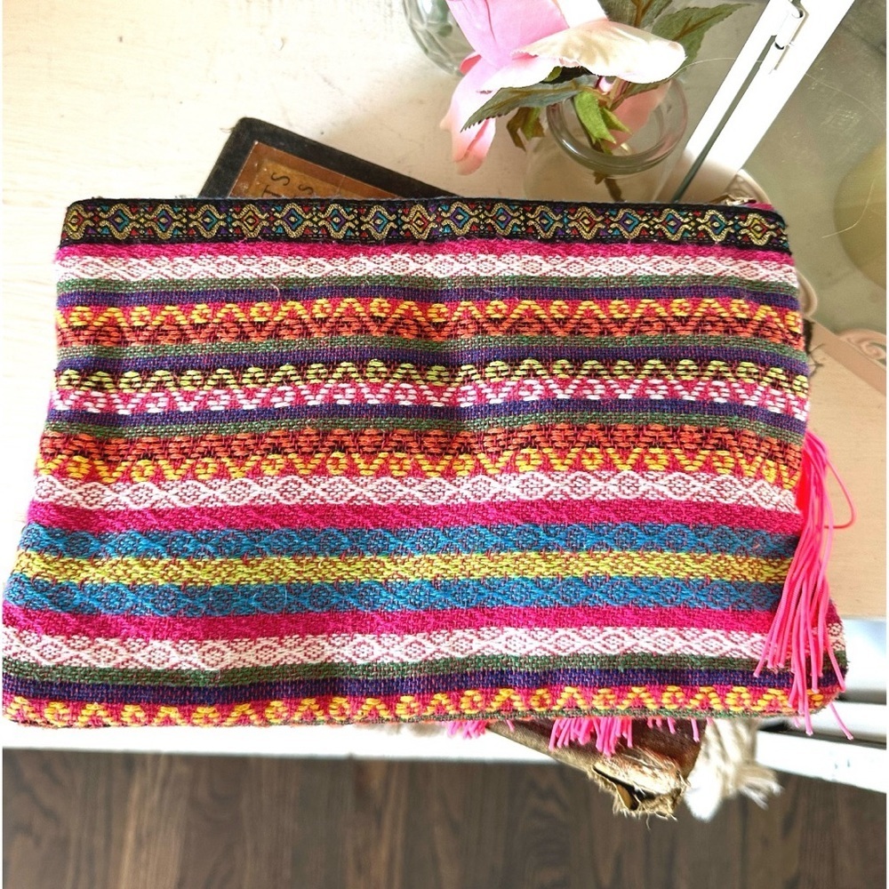 Merona Colorful Boho Woven Fringe Clutch - Picture 5 of 6